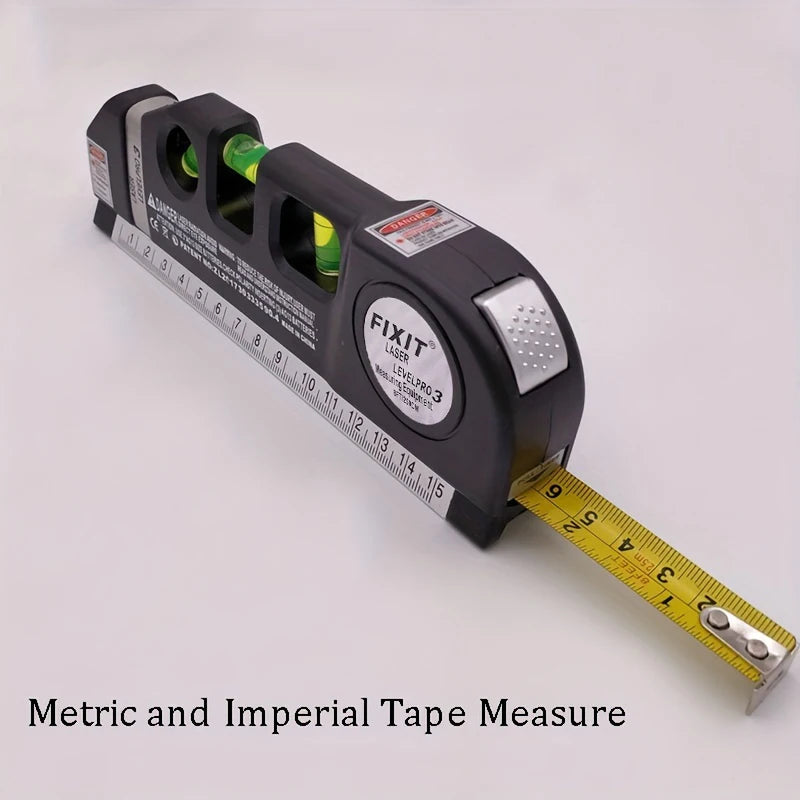 HOMEFISH Easy to Use Laser Level Line Tool Multipurpose Laser Level Kit Standard Cross Line Lase 8 Feet Measure Tape Ruler - Shoppiline