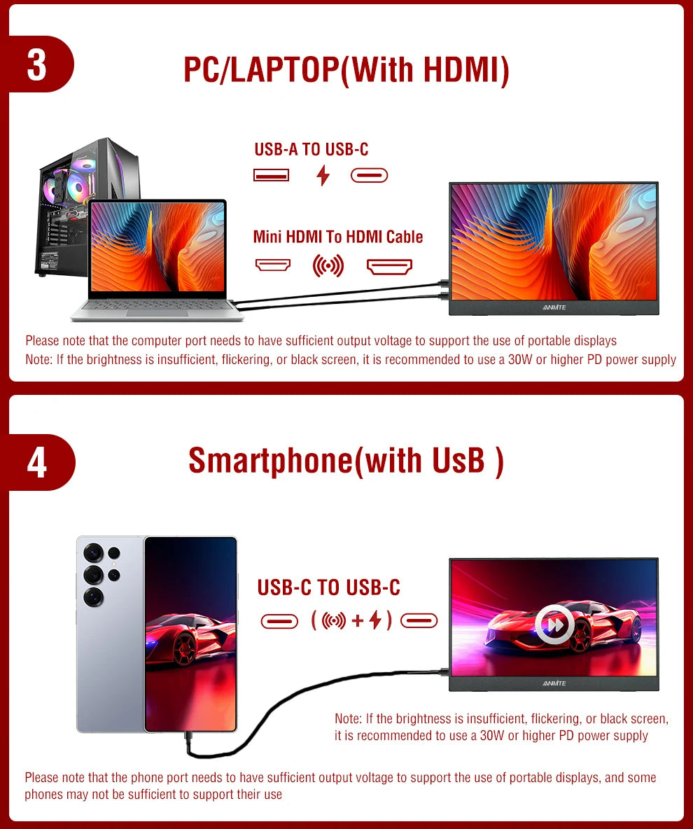 14 Inch Portable  Touch Monitor Non-touch optional 16:10 400cd/m2 Gaming Computer Expand Display For XBox PS4/5 Switch Loptop - Shoppiline