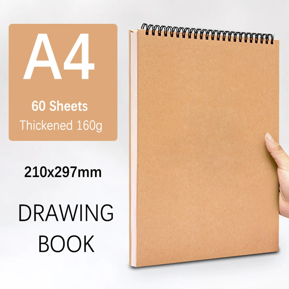 Art Sketchbook 160gsm 30 Sheets/60 Pages Drawing Watercolor Spiral Notebook For Sketching