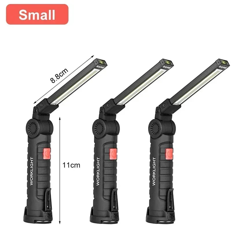 Portable COB LED Work Light USB Rechargeable LED Flashlight Inspection Lamp With Magnetic Hook Power Bank 18650 Battery Torch