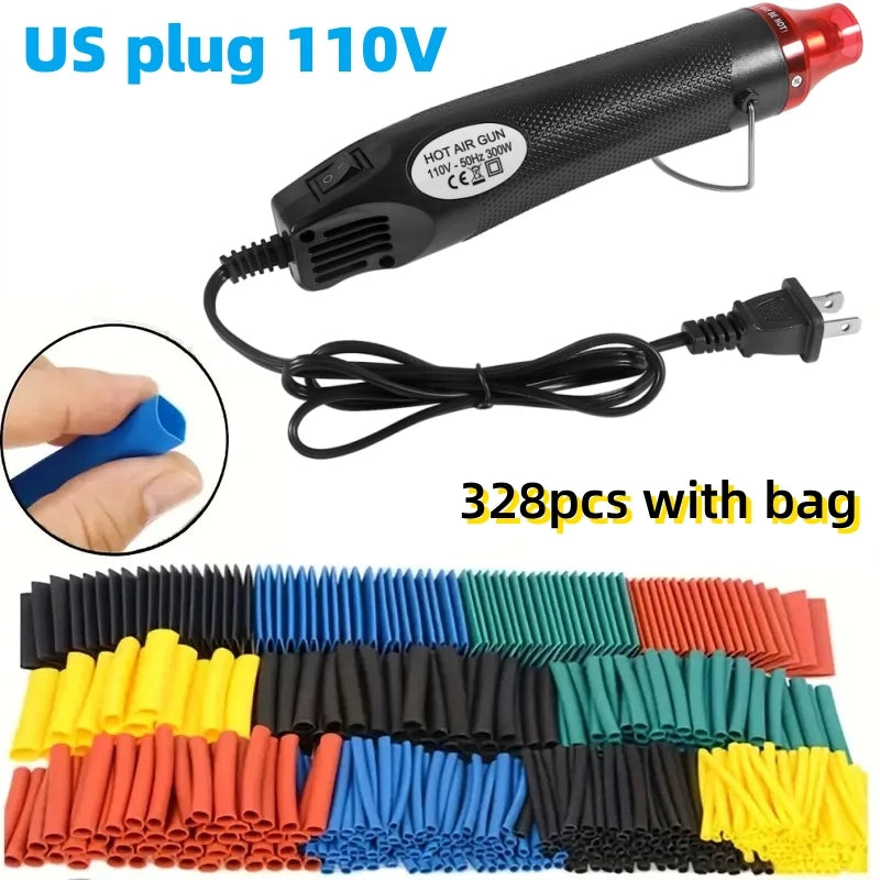 300W Hot Air Heat Gun 328pcs Heat Shrink Tube With Hot Air Guns Kit EU US 110V 220V Heat Shrink Tubing Kit 2:1 - Shoppiline
