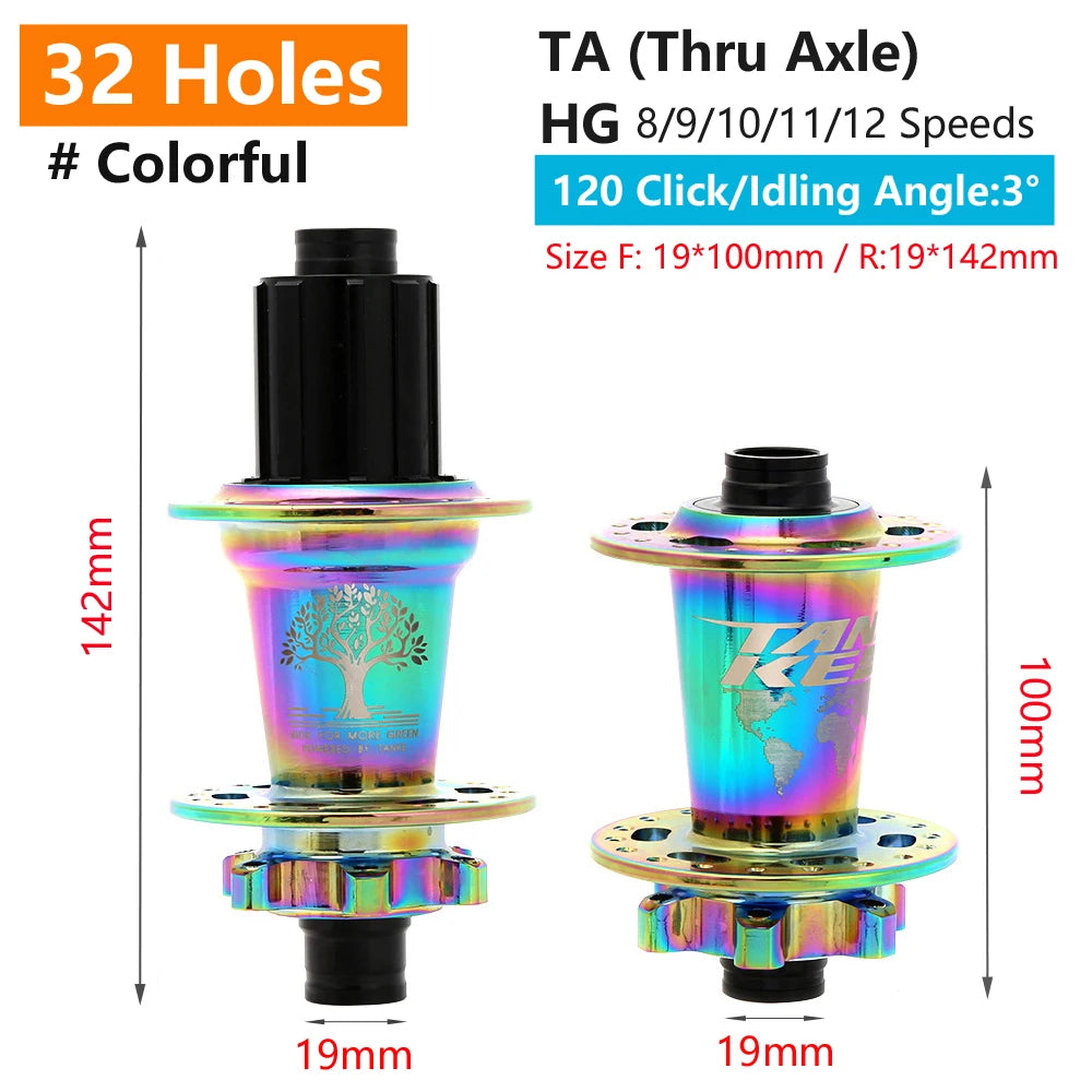 TANKE 120 Click Hub 6 Bearing MTB Mountain Bike Front Rear Thru HG 28 32 36 Holes Disc Brake Bicycle Hubs 8 9 10 11 12 Speed