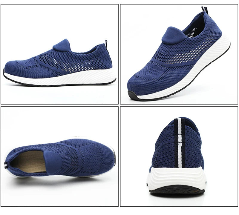 Breathable Safety Shoes Man Steel Toe Anti-Puncture Reinforced Sole Men's Work Shoes Lightweight Slip Resistant Safety Sneaker - Shoppiline