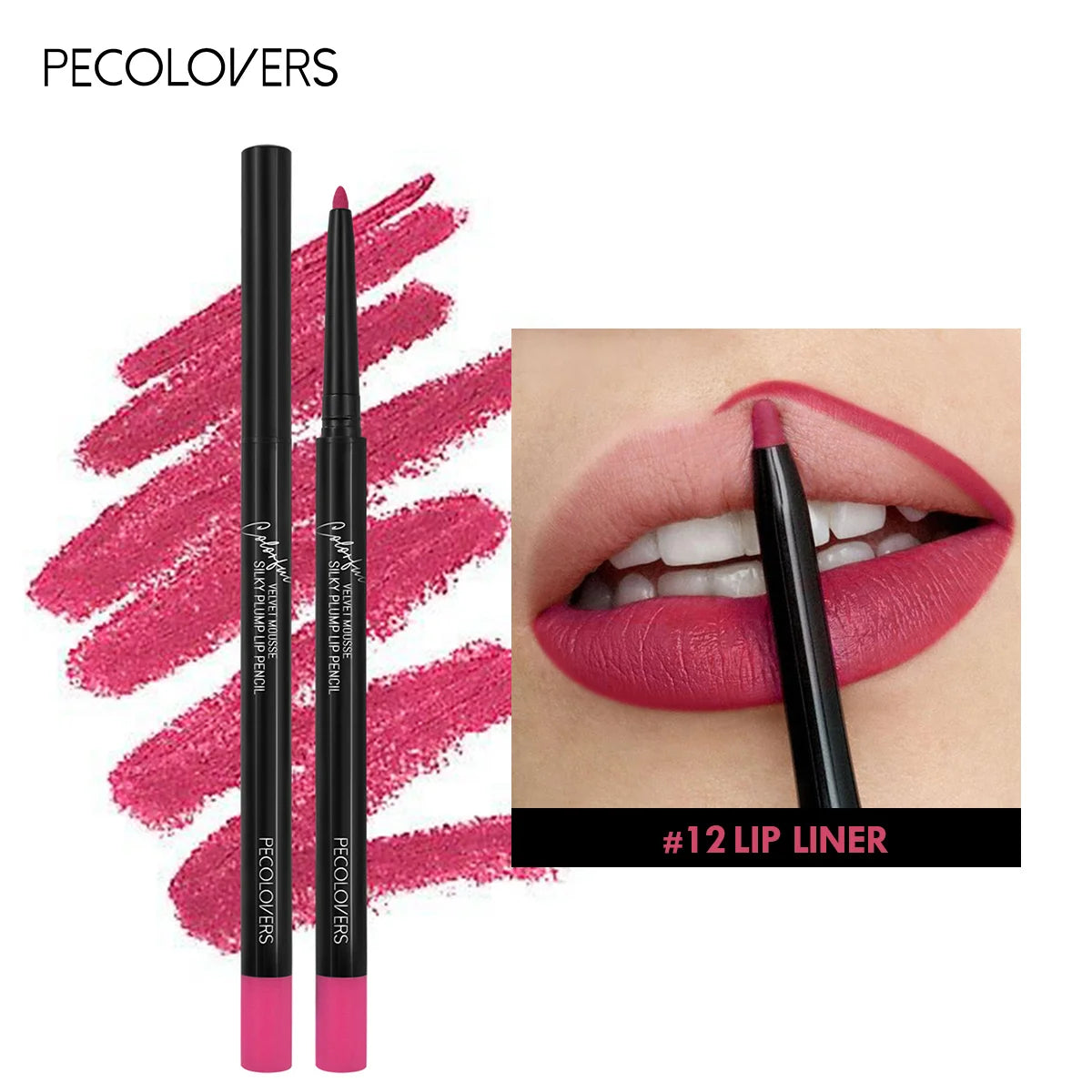 Wasserfester Matter Lipliner-Stift Rot Kontur Lippenstift Langanhaltend Antihaftend Feuchtigkeitsspendendes Lippen-Make-up 12 Farben