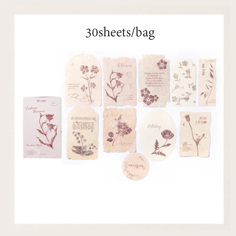 30 Sheets Sticker Pack Embossed Matchbox Style Scrapbooking Stickers for DIY Planner Journal Notebook Phone Case Decoration