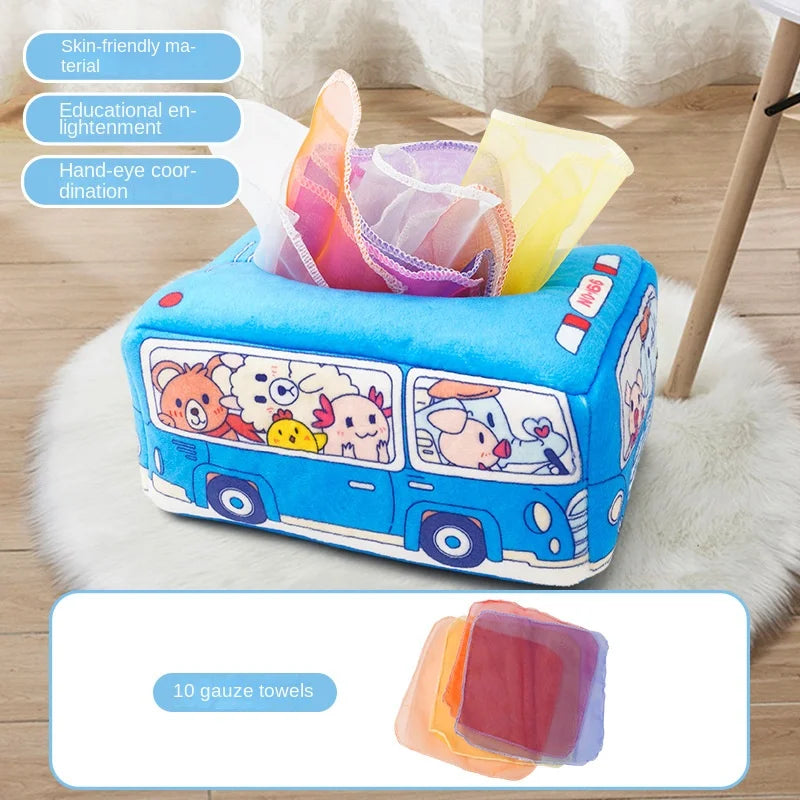 Baby Montessori Spielzeug, Zauber-Tüchertuchbox, pädagogisches Lernspielzeug Sinnesspielzeug für Kinder Fingerübung Busy Board Baby Spiel