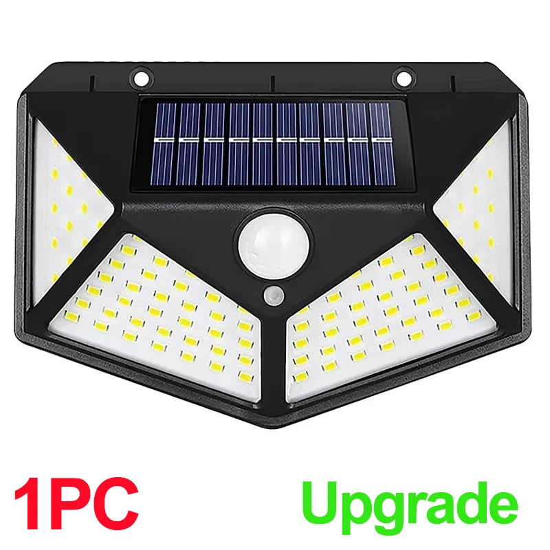 Smart Solar LED Wall Lights 100 LED Motion Sensor Outdoor Waterproof,Solar Charging Security Wall Lamp,Courtyard Garden Fence