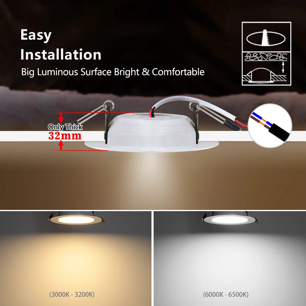 Spotlights LED Ceiling Downlight AC 220V 18W 15W 12W 9W 7W Recessed Round Lamp Spot LED Dowm Light Hidden Indoor Lighting Panel