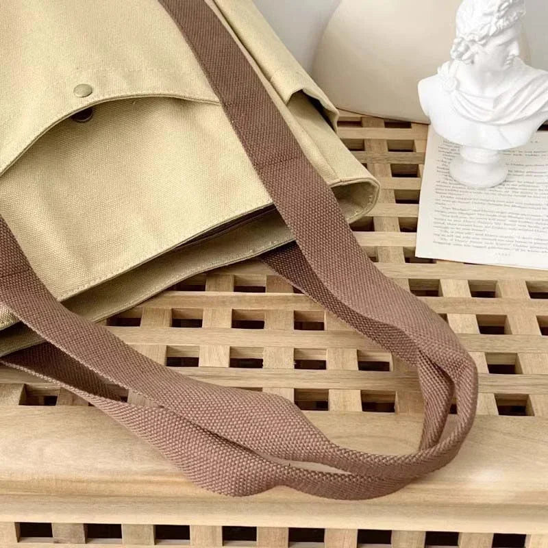 Large Capacity Canvas Tote Bags for Work Commuting Carrying Bag College Style Student Outfit Book Shoulder Bag Shopping Bag