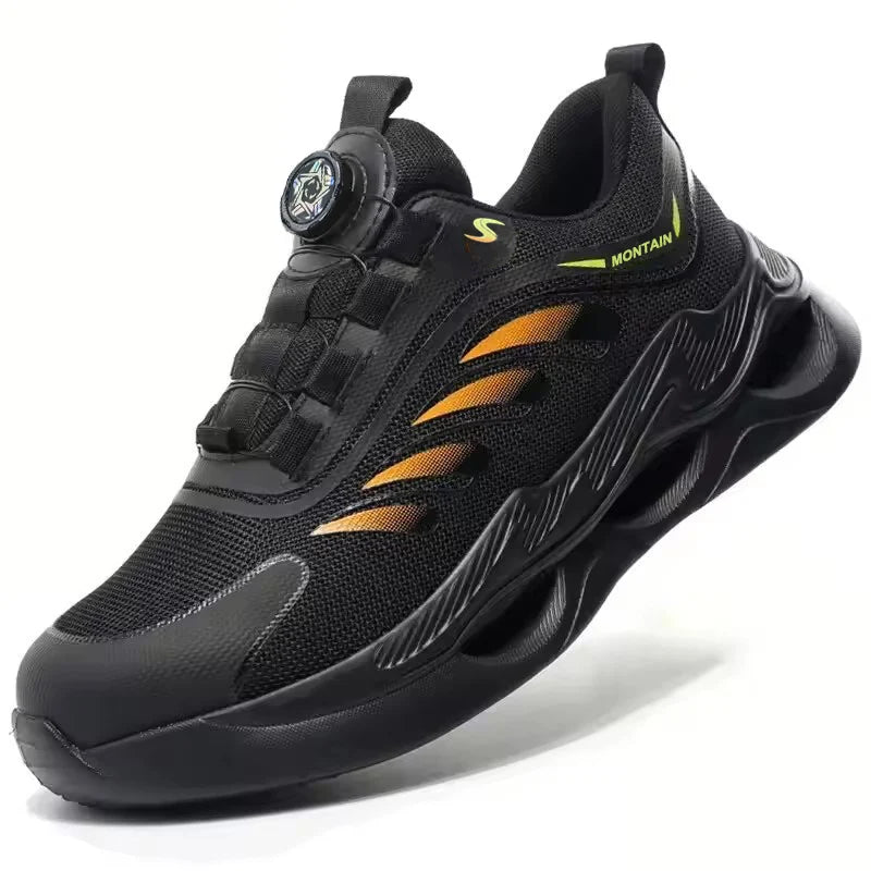 Men Steel Toe Safety Work Boots Anti-smash Puncture Proof Kevlar Midsole Waterproof Lightweight Industrial Shoes Rotary Buckle
