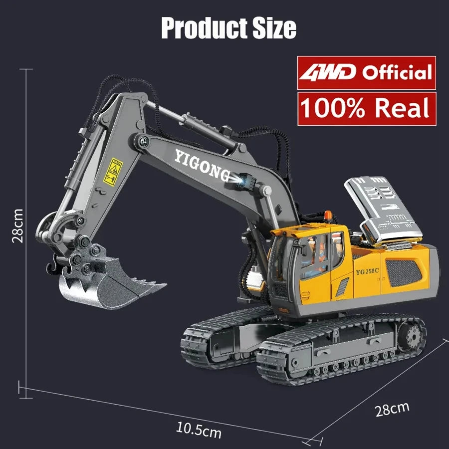 4WD Remote Control Excavator 4x4 Alloy Dump Truck Bulldozer Radio Model RC Car Construction Vehicle Toy Children Kids Gifts - Shoppiline