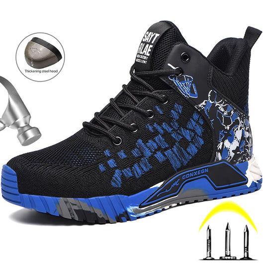 Work Safety Boots Men Work Shoes Steel Toe Safety Shoes Men lightweight Indestructible Boots Anti-puncture Work Sneakers Male - Shoppiline