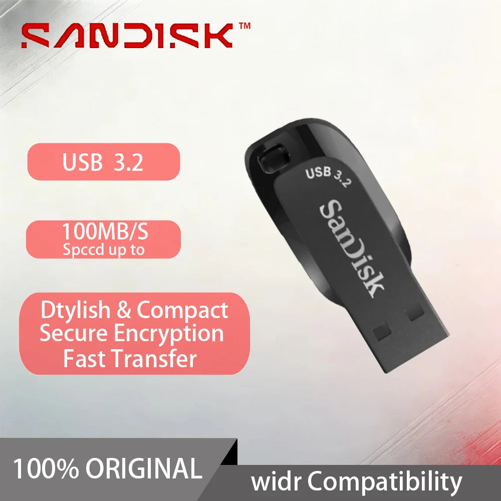 SanDisk SDCZ410 Ultra Shift USB 3.2 Flash Drive 32GB 64GB 128GB Portable Pen Drive for Computer original Memory Stick U Disk