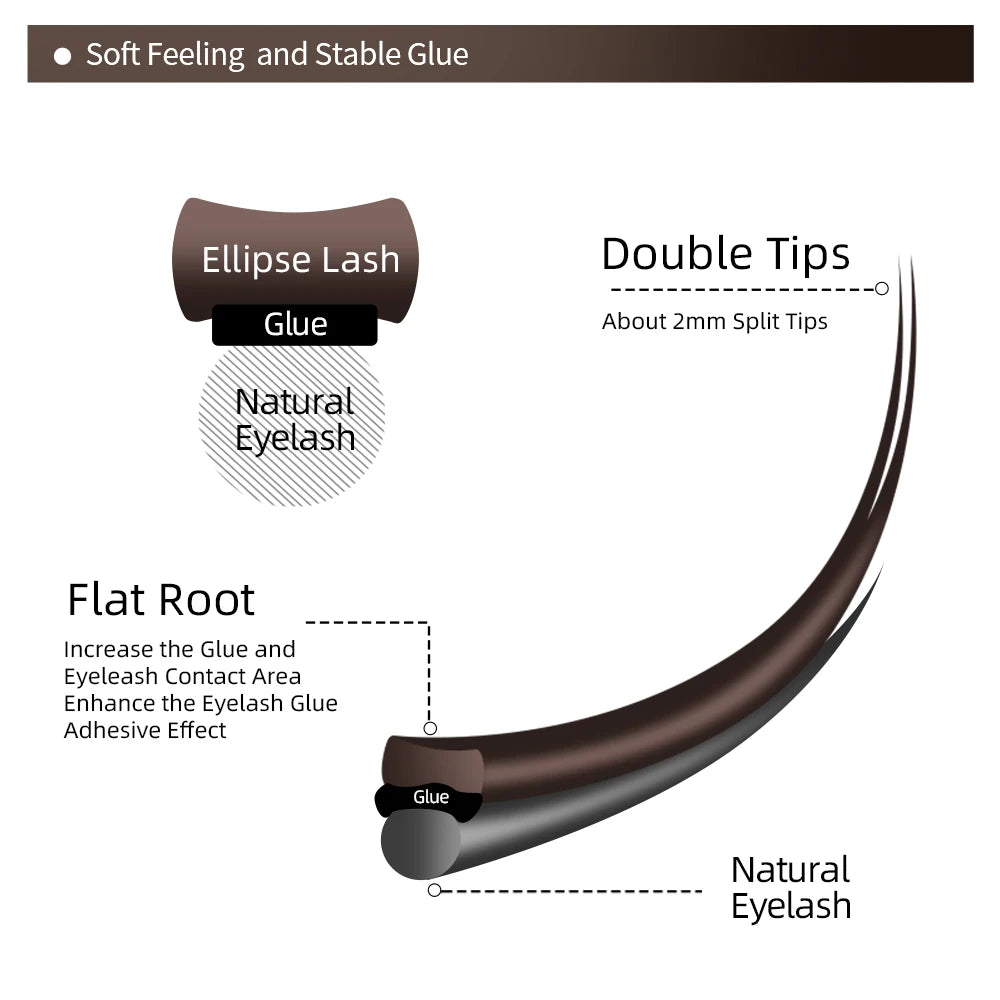 NAGARAKU Flat Split Tips Soft Natural Charcoal Ellipse Extension Supplies Brown Black Grey Light Black