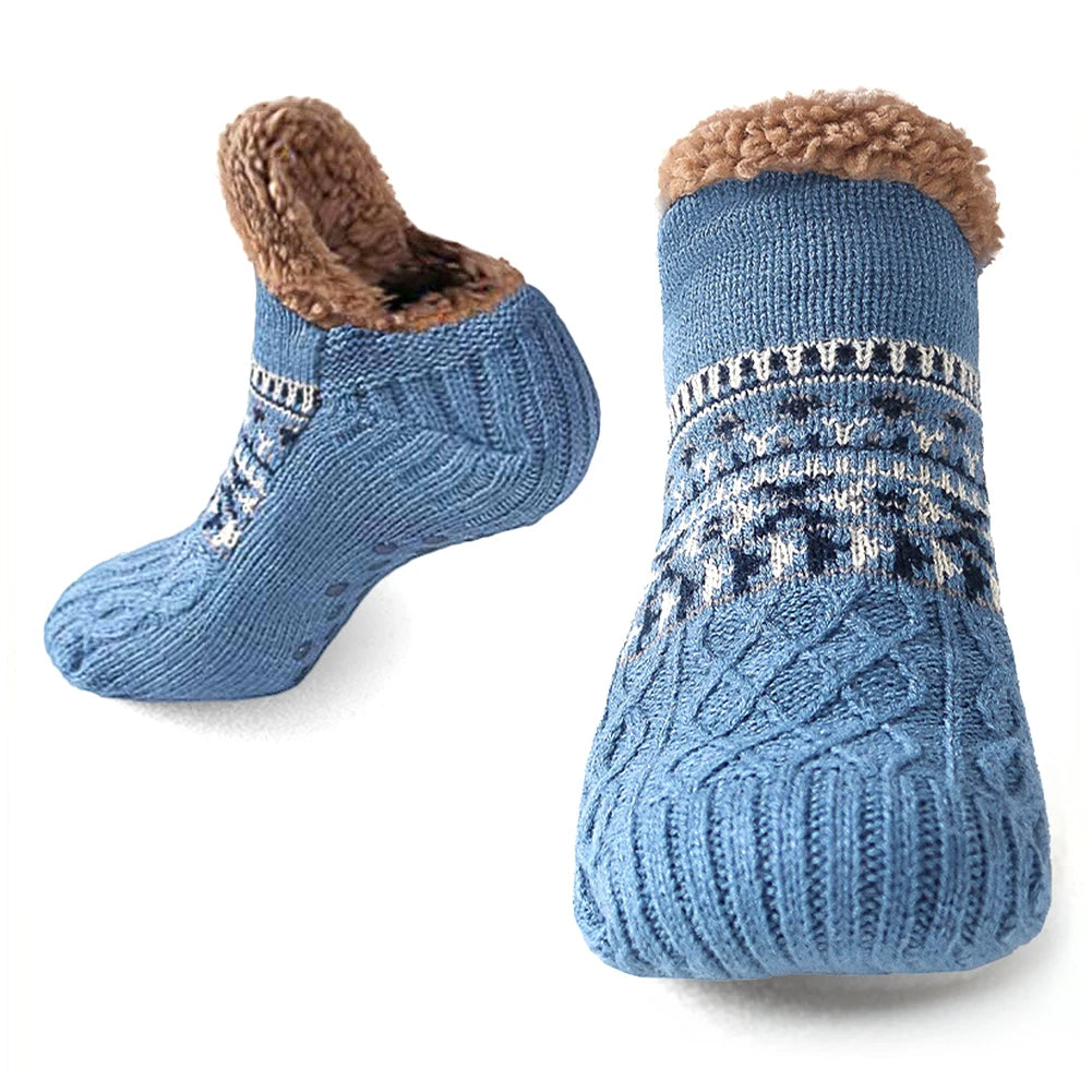 Herren Damen Winter Indoor Hausschuhe Socken Rutschfeste Dicke Thermosocken Warme Thermosocken Weich für Weihnachten