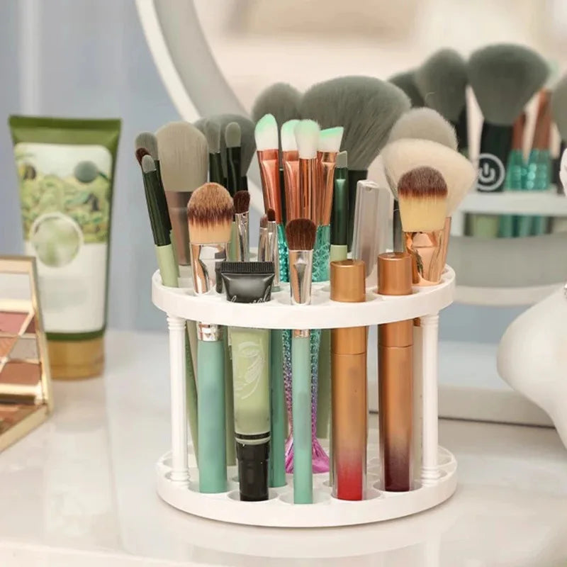 Stay Organized! Rotating Makeup Brush Holder with 45 Holes - Keeps All Your Brushes in Sight & Reach