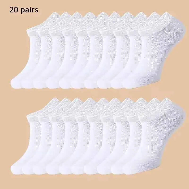 20 Pairs Men Solid Black Ankle Socks Anti Odor Antibacterial Breathable High-quality Simple Fashionable Versatile Casual Socks