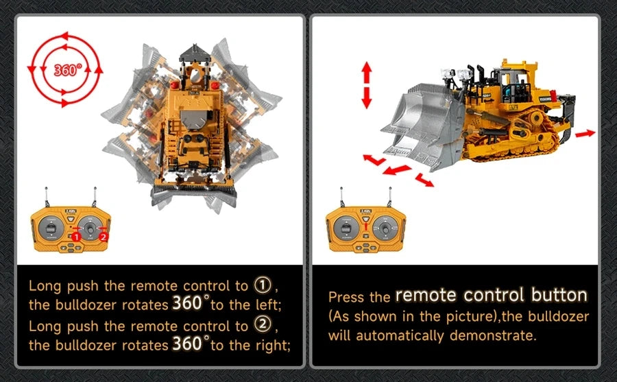 4WD Remote Control Excavator 4x4 Alloy Dump Truck Bulldozer Radio Model RC Car Construction Vehicle Toy Children Kids Gifts - Shoppiline