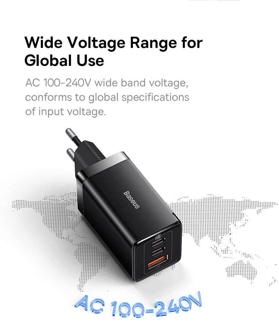 Baseus 65W GaN Charger Quick Charge Type C PD QC Charger USB Charger Portable Fast Charger For Laptop iPhone 17 16 15 14 13 Pro - Shoppiline