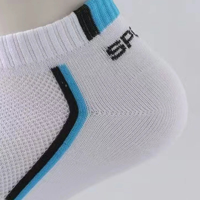 5pairs Men's Fashion Sports Socks, Striped Cotton Sweat Absorption Breathable Comfortable Ankle Socks