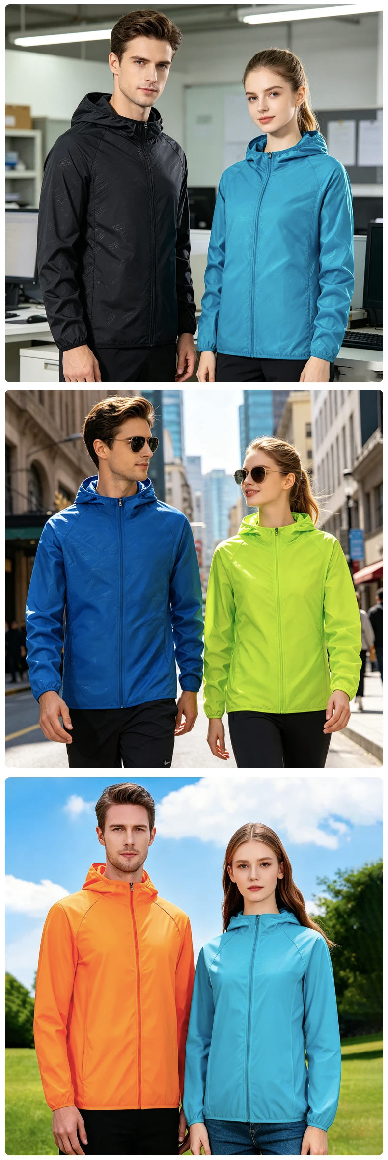 LNGXO Men Women Waterproof Hiking Jackets Sun Protection Windbreaker Camping Climbing Outdoor Rain Coat Unisex Portable Clothes