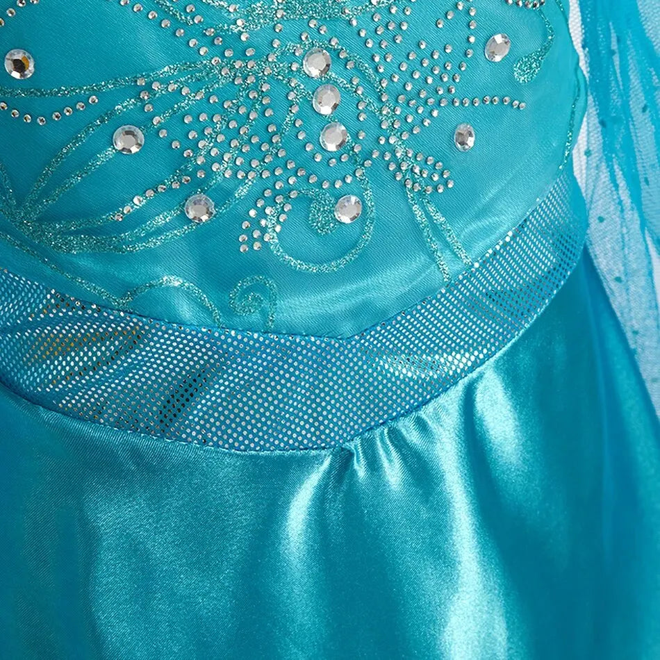 Halloween Elsa Kleid für Mädchen Kinder Party Prinzessin Kostüm Kinder Verkleidung mit langem Umhang Mädchen Schneekönigin Karnevalskleidung