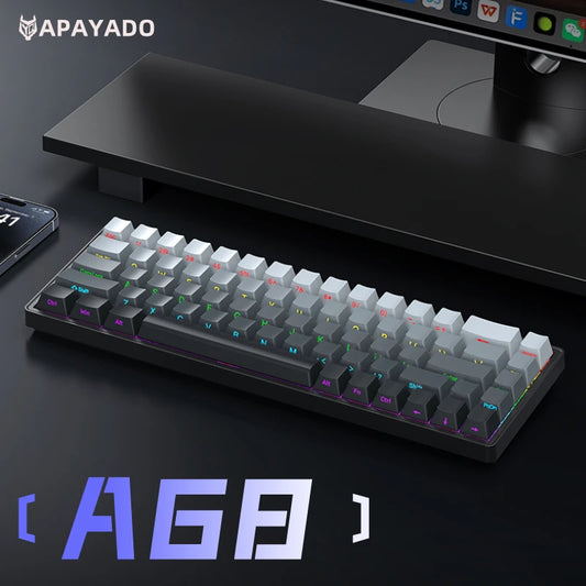 APAYADO A68 Wired Mechanical Keyboard RGB Backlight,Fully Hot-Swappable Keys,ABS Keycaps,68-Key Keyboard for Gaming/Office Use