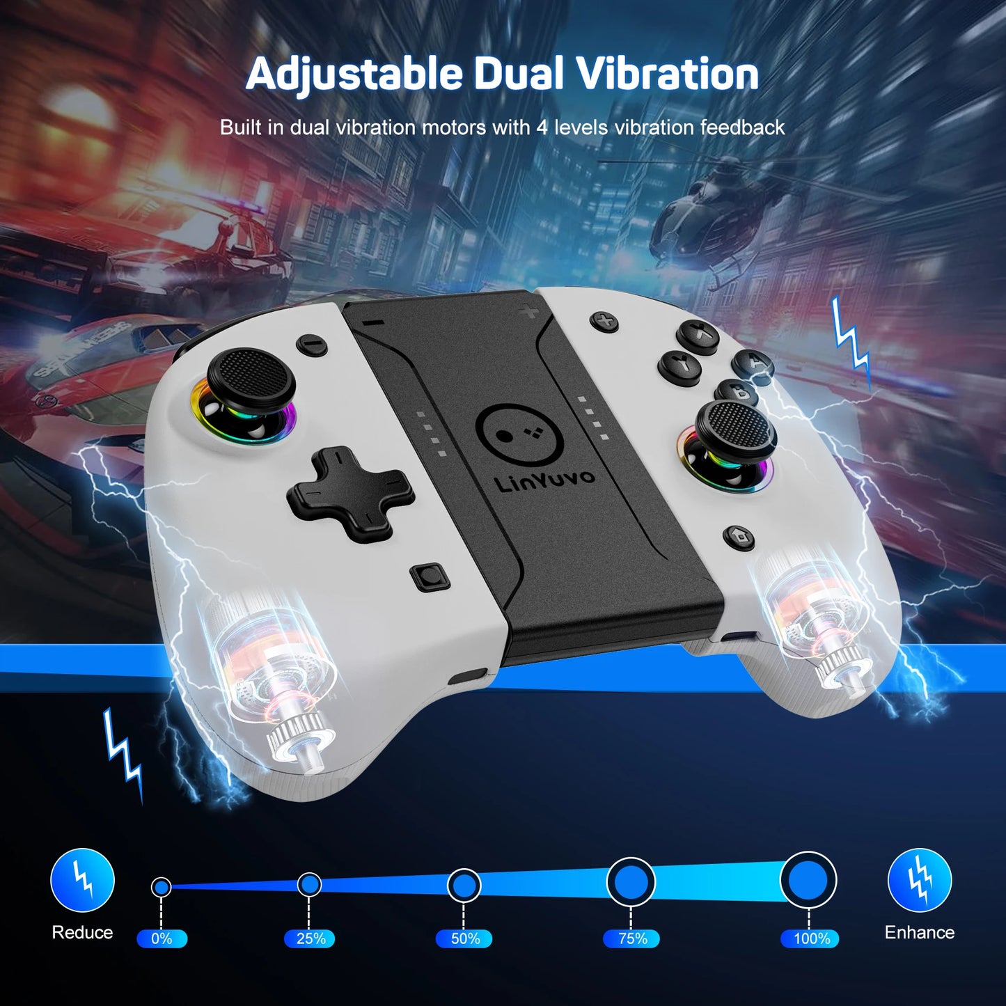 Manette sans fil LinYuvo KS37 Meteor Light pour Switch/Switch OLED, avec fonctions programmables, gyroscope 6 axes, Turbo et vibration