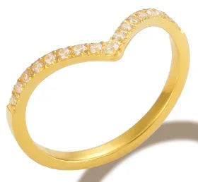 Personality Round Beads Ring Band Small Clear Crystal Zircon Waterproof Stainless Steel Rings Simple Granular Fine Jewelry
