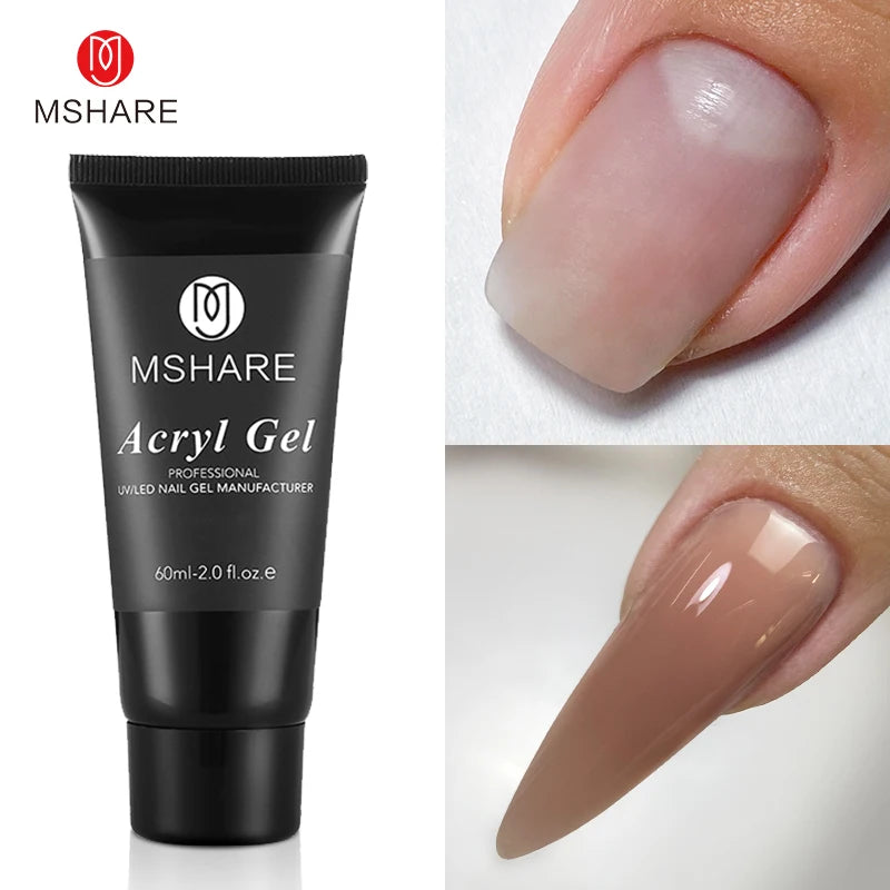 MSHARE Poly Nails Acryl Gel 60ml Builder UV Led Acrylgel Nagelverlängerungen Acryl Rosa Weiß Klar Acrylat HEMA TPO-freies Gel