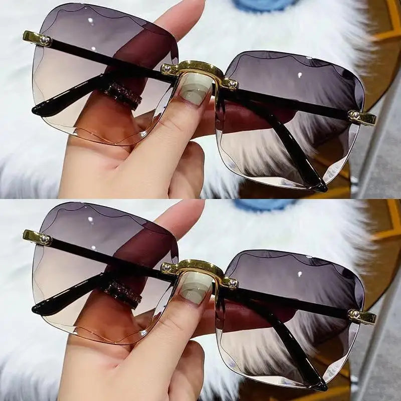 Frameless Sunglasses Y2K Gradient Fashion Korean Hip Pop Anti Ultraviolet Elegant Luxury Outdoor Travel Eyewear Women Unisex