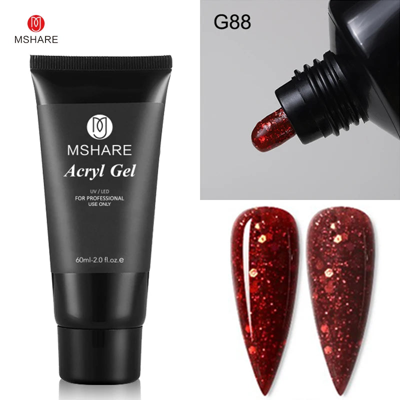 MSHARE Poly Nails Acryl Gel 60ml Builder UV Led Acrylgel Nagelverlängerungen Acryl Rosa Weiß Klar Acrylat HEMA TPO-freies Gel