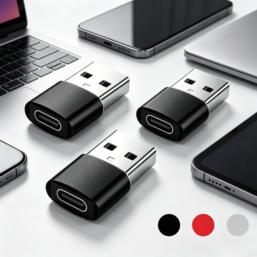 3-Pack USB to USB C Adapter, USB C Female to USB Male Super Fast Charging and OTG Converter Compatible with iPhone 15/14/13/12