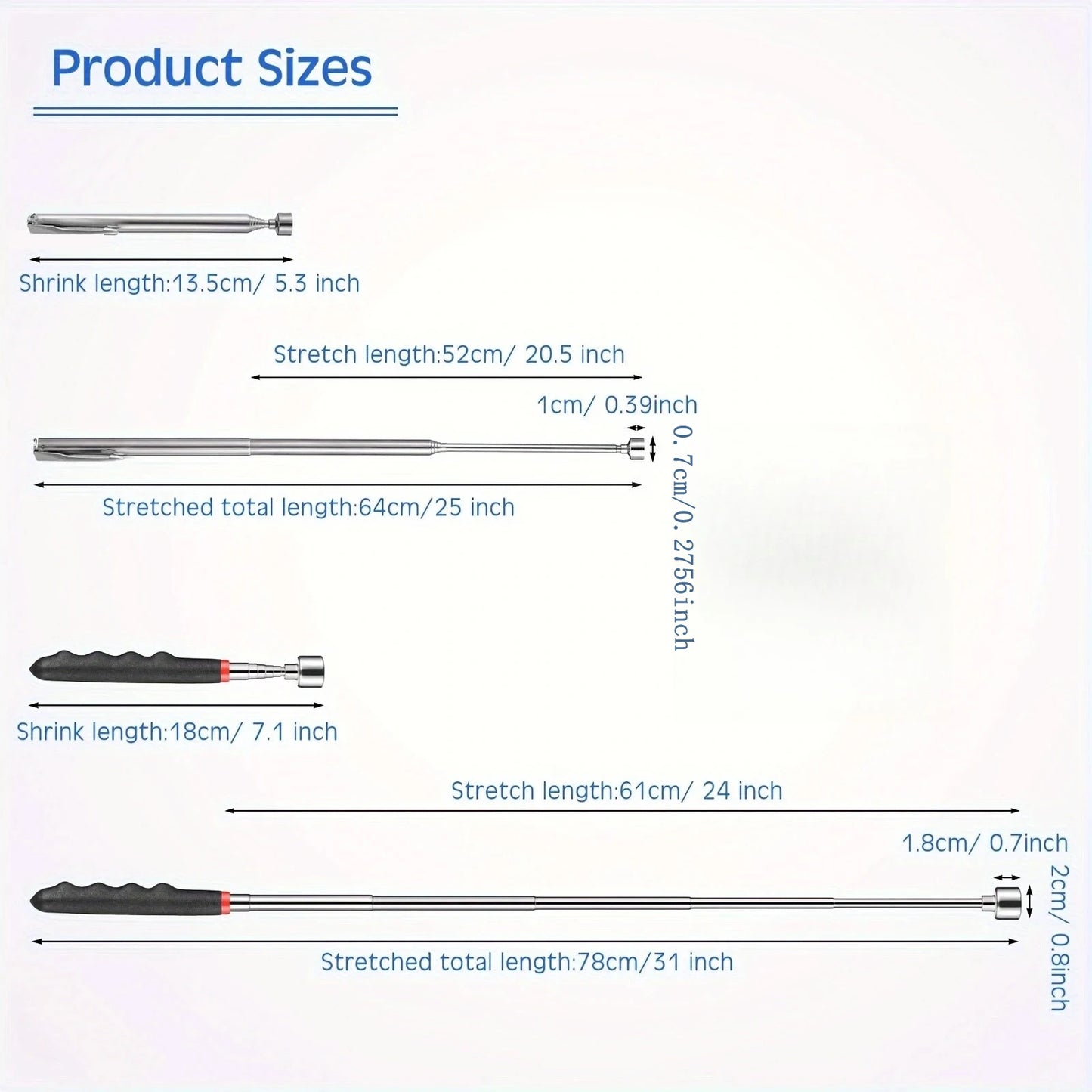 Handheld Telescoping Magnetic Grabber – Extendable Pickup Pen Tool, Portable Magnet for Hard-to-Reach Spots