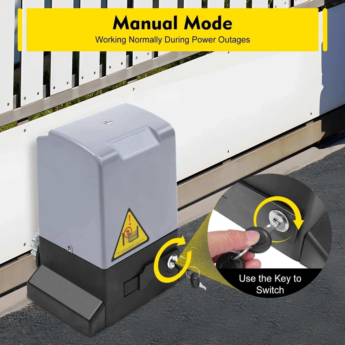 Automatic Gate Opener with 6pcs Sliding Door Gear Rack, 750W Electric Sliding Gate Opener 1600Kg 12m Automatic Sliding Gate Drive Low Noise 50dB Automatic Gate Opener Electric Gate Opener Kit with 2 Remote Control & 2 Infrare