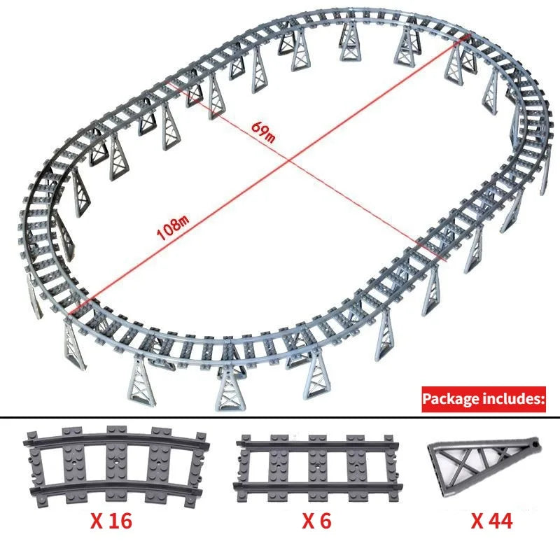 Building Block Track Elevated Bridge Double-layer Crossed Straight Rail Curved Rail Soft Rail Support Accessories Assembly Toy