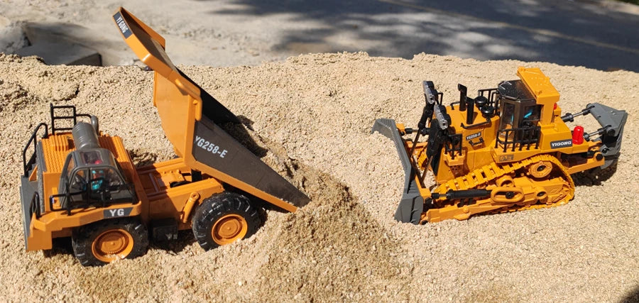 4WD Remote Control Excavator 4x4 Alloy Dump Truck Bulldozer Radio Model RC Car Construction Vehicle Toy Children Kids Gifts - Shoppiline