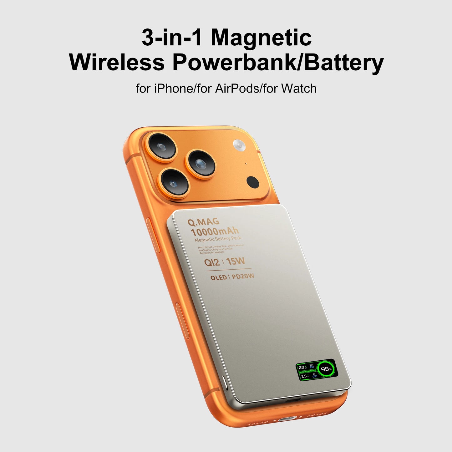 QI 2.1 Magnetic Powerbank Wireless Fast Charing Spare Portable External Battery for iPhone 12-17 Pro Watch Airpods 5000/10000mAh - Shoppiline