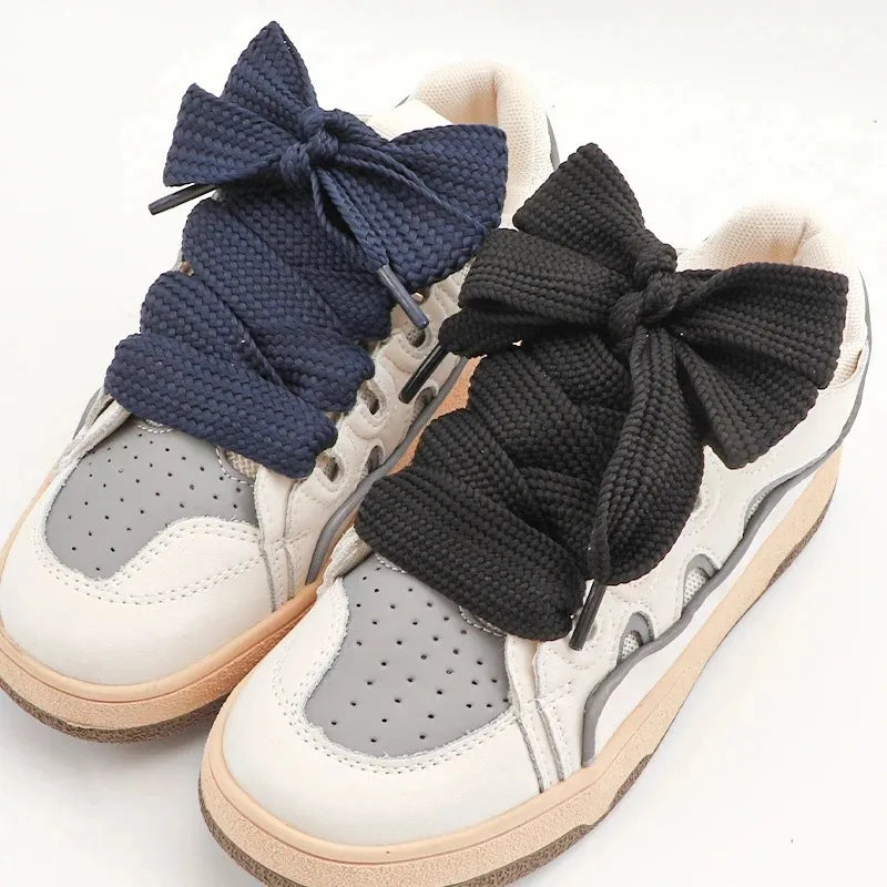 Neue 2 cm breite modische Schnürsenkel für Herren und Damen Sneaker flache Schuhe Freizeitschuhe Schnürsenkellänge 100/120/140/160 cm 18 Farben