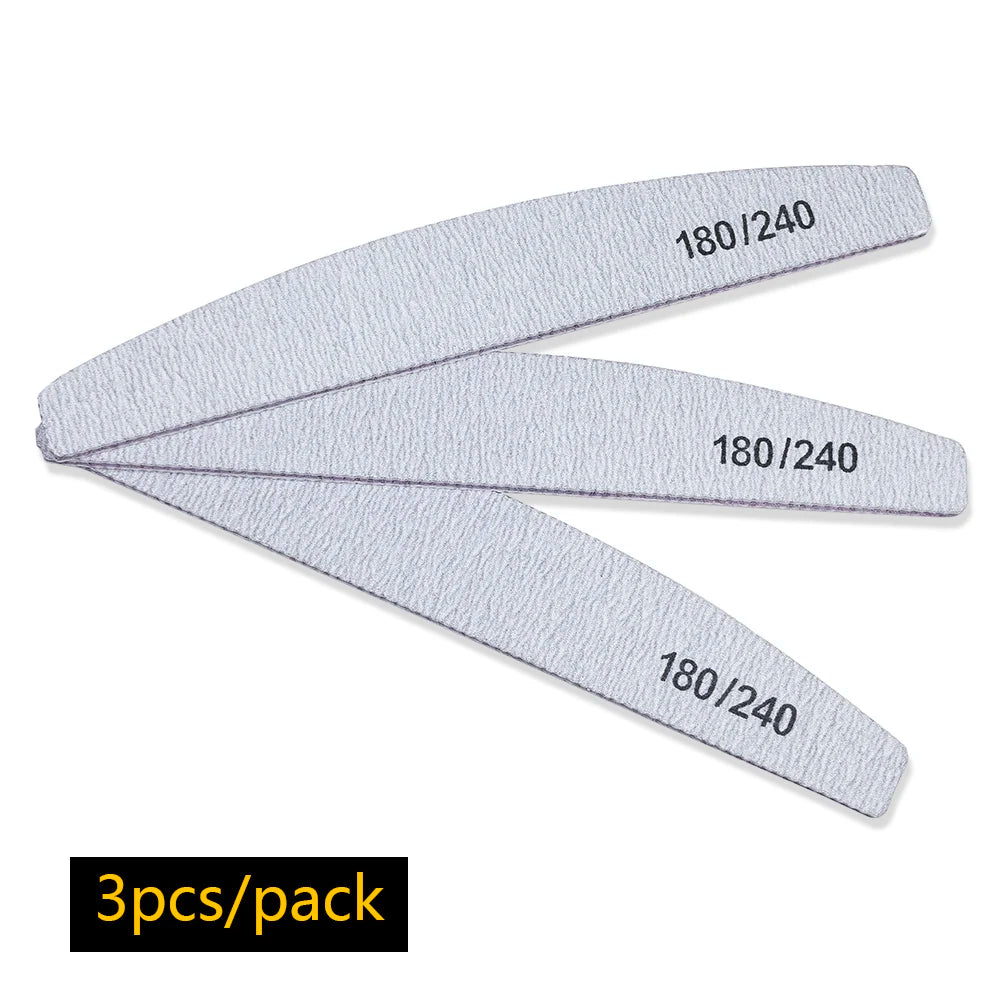 Nagelfeile Buffer 100/180 Körnung Halbmond Nagelfeilen Doppelseitiges Schmirgelpapier Nagel schleifen Gel Nagellack Maniküre-Werkzeug