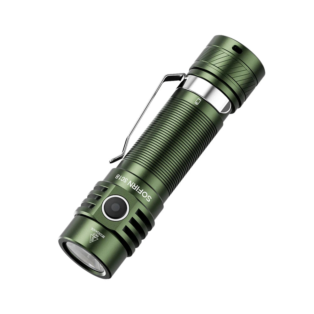 Sofirn SC18 1800lm EDC Flashlight USB C Rechargeable SST40 LED 18650 Torch TIR Optics Lens Lantern with Power Indicator - Shoppiline