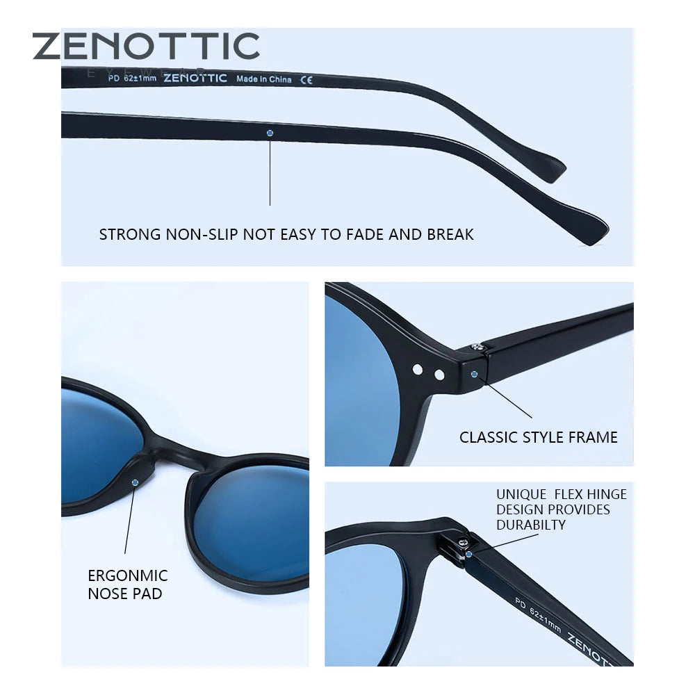 ZENOTTIC Lunettes de Soleil Rétro Polarisées 2023 2024 Hommes Femmes Vintage Petite Monture Ronde Lunettes de Soleil Verres Polarisés UV400 Nuance
