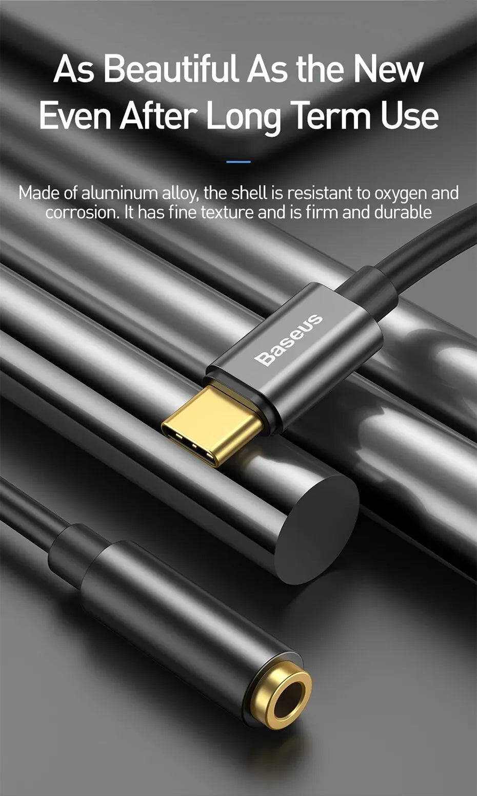 Baseus Type C to 3.5mm Earphone Jack AUX USB C Cable Adapter for Huawei P40 P30 Pro Xiaomi 10 9 Type C Headphone Audio Adapter