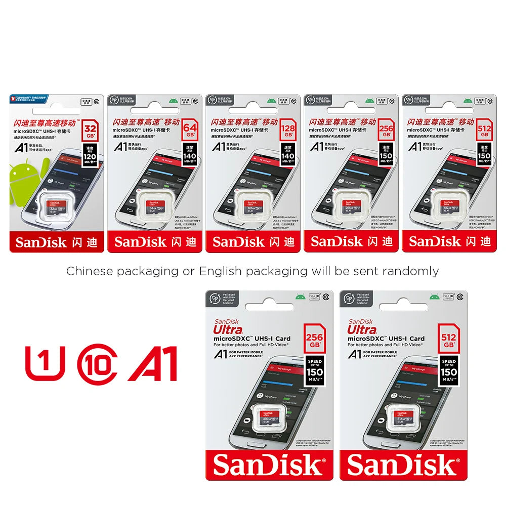 Micro SD Memory Card TF/SDCard 32GB 64GB 256GB 512GB 120M/S Class10 UHS-1 Flash Ultra 128GB Camera/Phone For Card Reader/Adapter