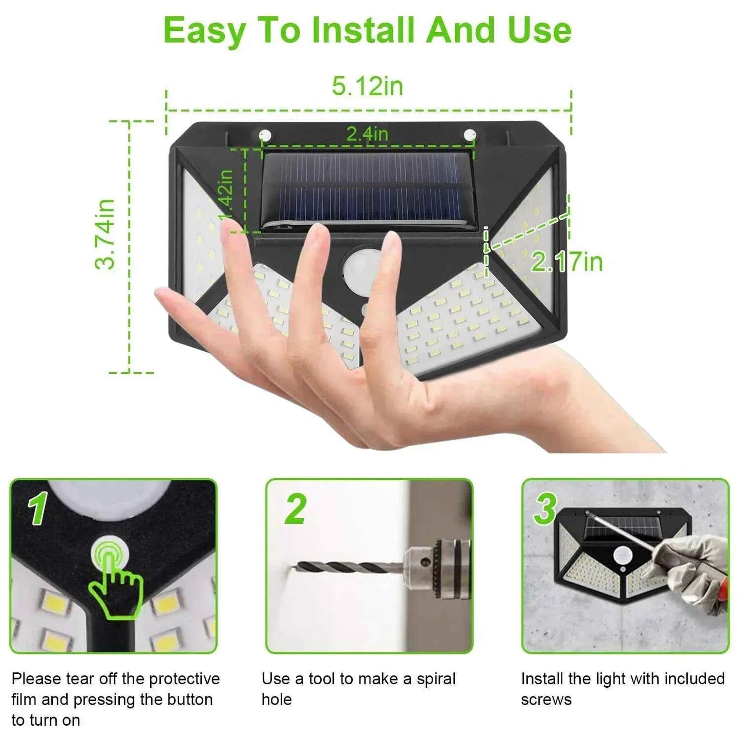Multifunctional Solar Lamp Outdoor Garden Decoration Solar LED Light Waterproof Sunlight Powered Spotlight with Motion Sensor
