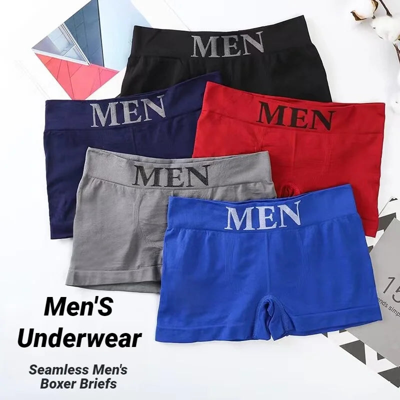 Lot de 5 Boxers Confortables pour Hommes, Couleur Unie, Haute Élasticité, Respirants