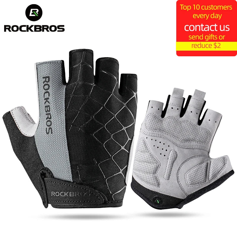 ROCKBROS Cycling Bike Gloves Half Finger Shockproof Breathable MTB Mountain Bicycle Sports Gloves Men Women Cycling Equipment - Shoppiline