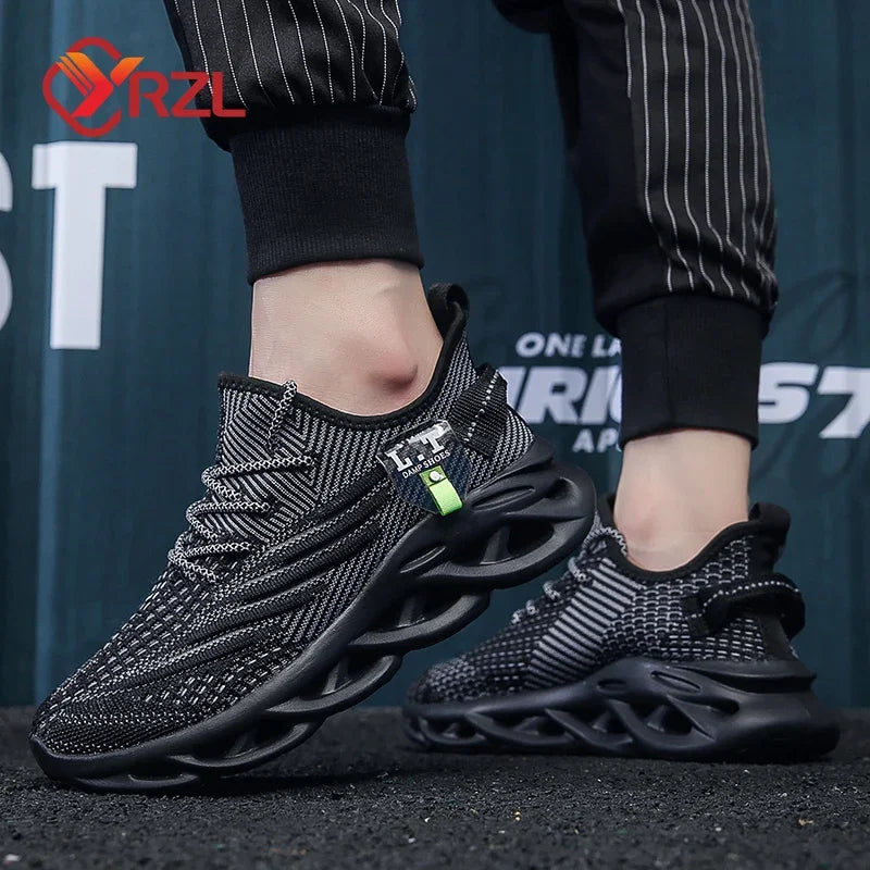 YRZL Men Sports Running Black Jogging Shoes Casual Sneakers Outdoor Breathable Mesh Women Light Shock-absorption Sneakers Men - Shoppiline