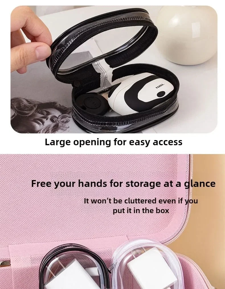1/2Pcs Transparent Plush Doll Display Organizer Bag with Keychain Portable Protector Box for Dolls Earphone Case Outdoor Carry