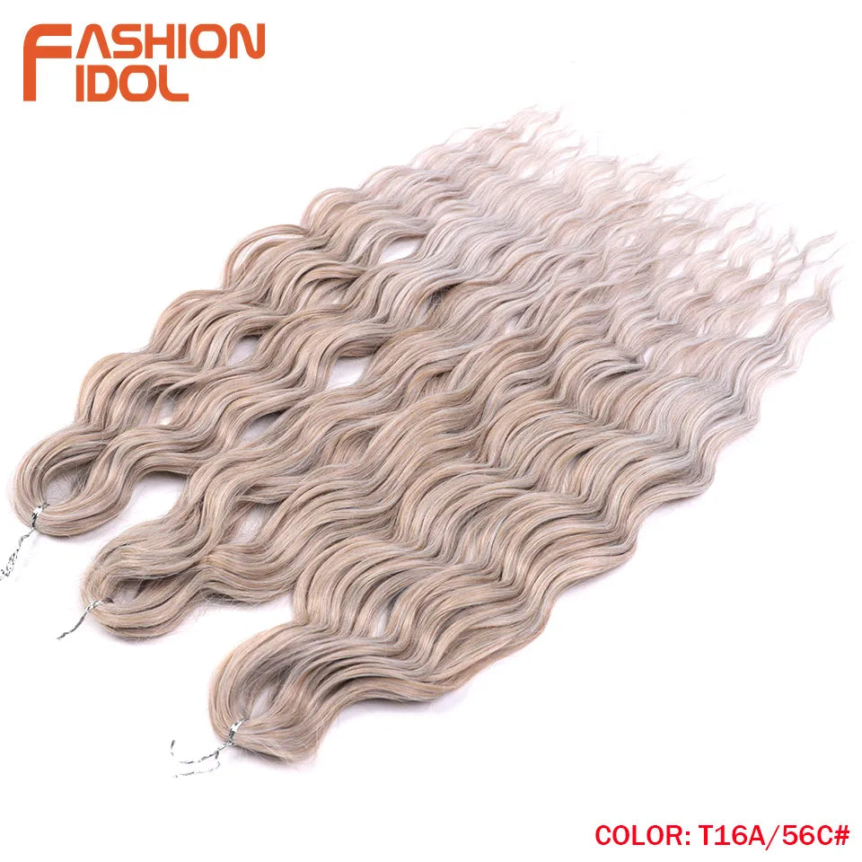 Anna Hair Extensions synthétiques de tresses Loose Deep Wave 24 pouces, cheveux tressés ondulés, cheveux bouclés torsadés au crochet Ombré Blond